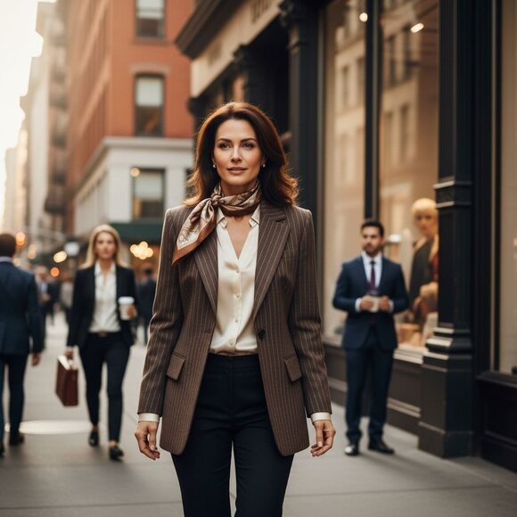 Christian Dior Brown Pinstripe Blazer Jacket Womens Size 12 Classic Tailored Loo - Picture 5 of 16